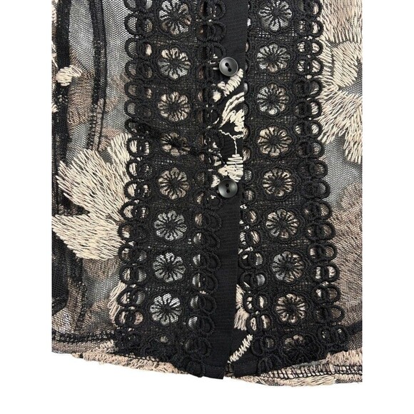 NWT Mesh Floral Dark Fairy Whimsigoth Blouse Top Goth Crochet Sexy Romantic M - Picture 7 of 16